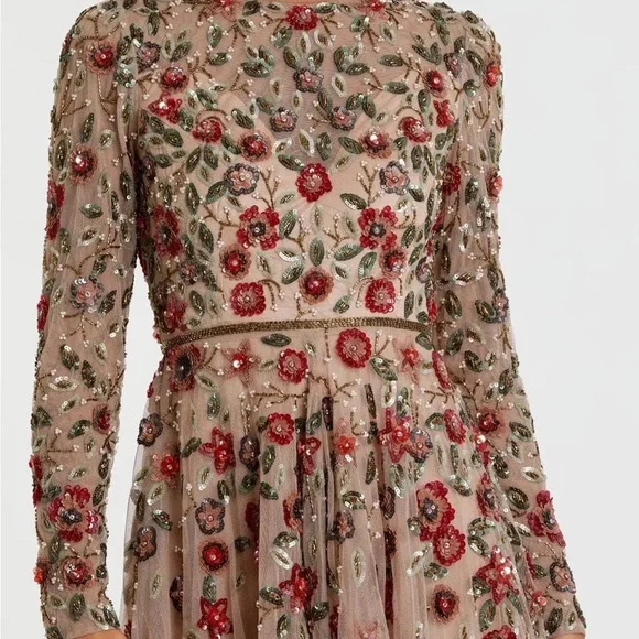 Mac Duggal Floral Embroidered Long Sleeve Dress - Picture 3 of 5